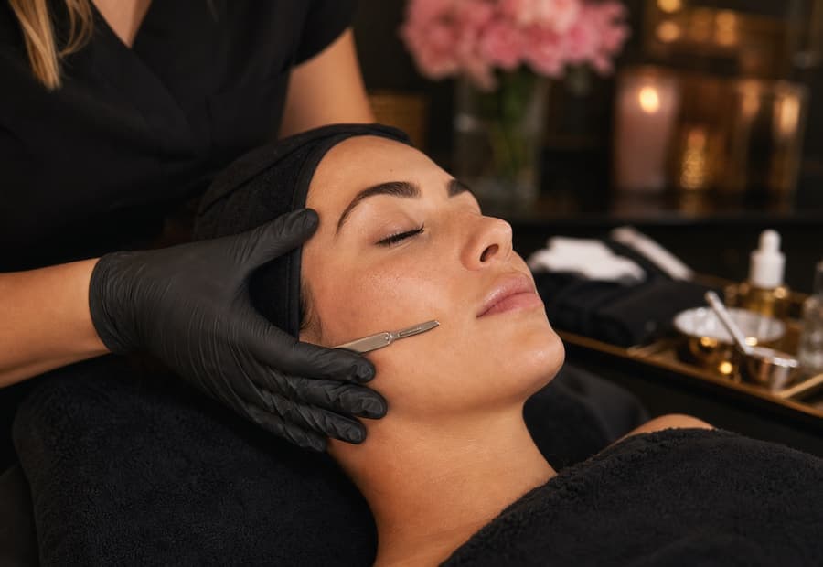 Dermaplane facial editorial photo